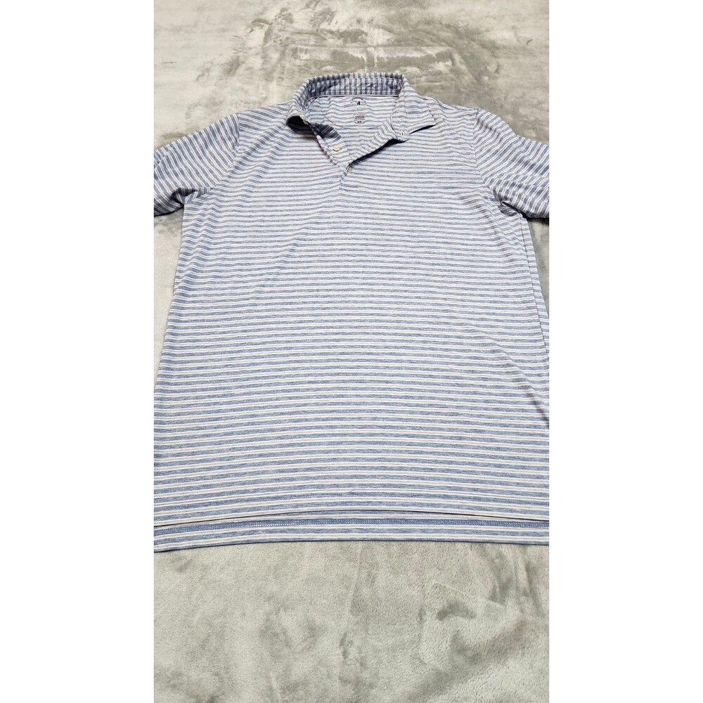 Johnnie-O Men's‎ Large Blue Striped Top Shelf UPF50 Short Sleeve Polo Shirt